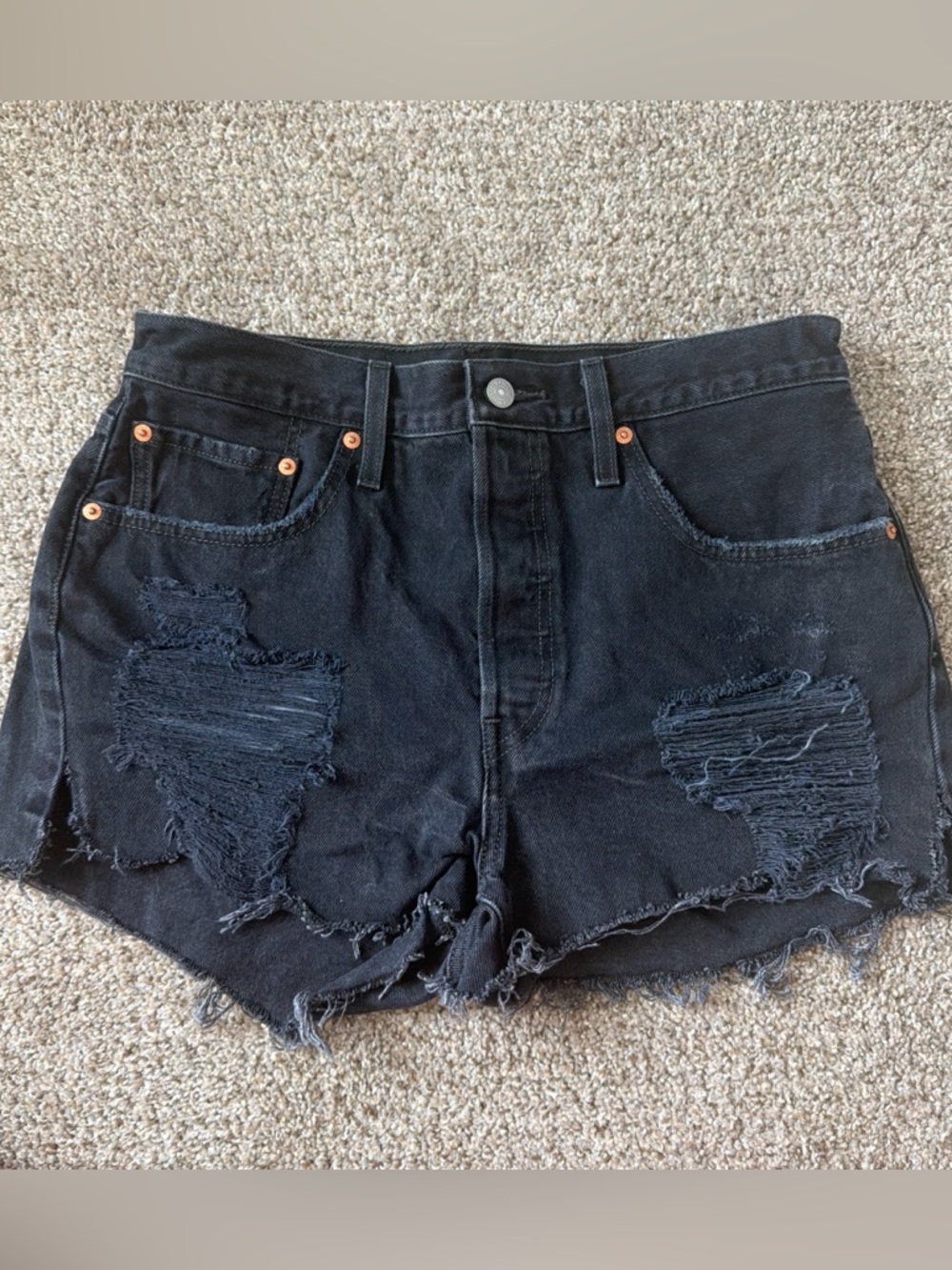 Levi's Black Distressed Cutoff Jean Shorts